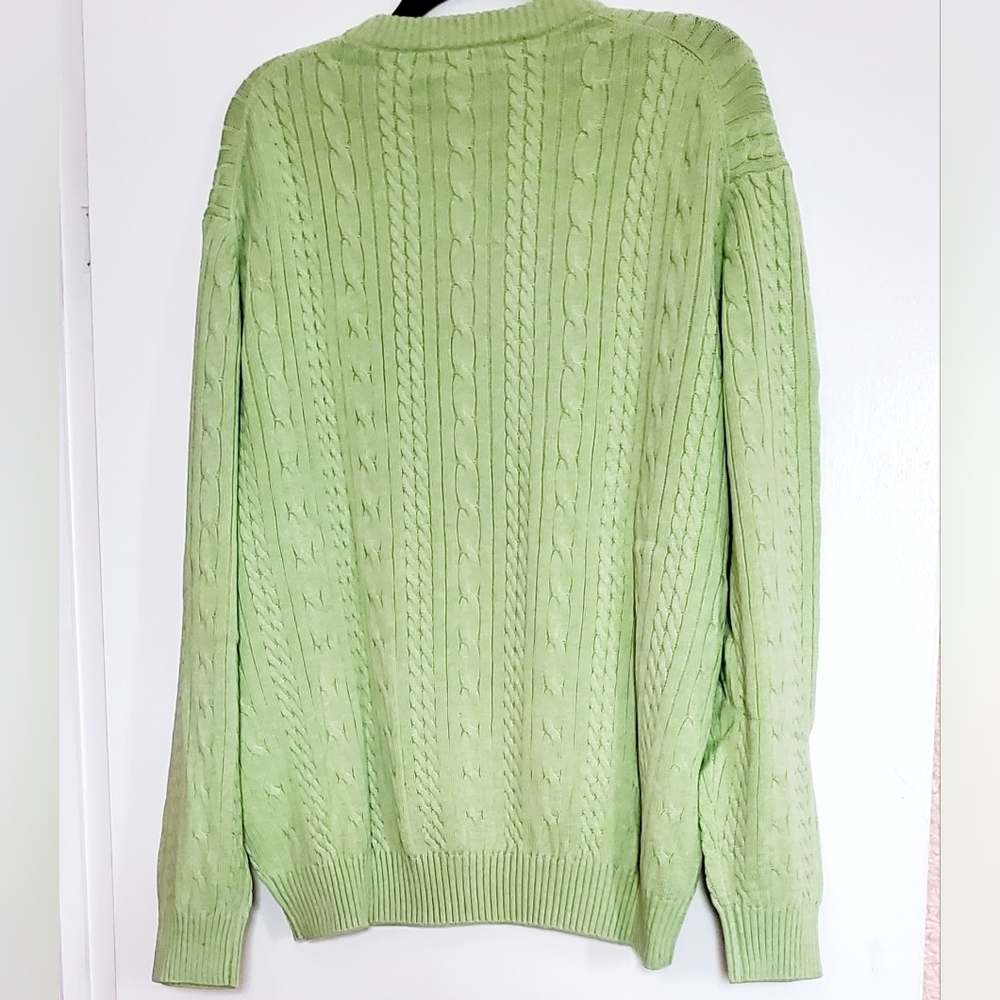Eildon Hills Celery Green Cable Knit Sweater
